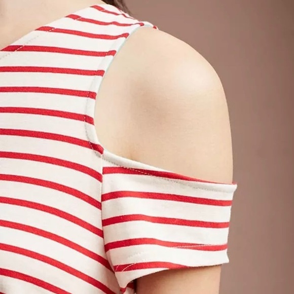 Maeve Marketa Red Stripe One Shoulder Dress Anthro - Picture 4 of 4